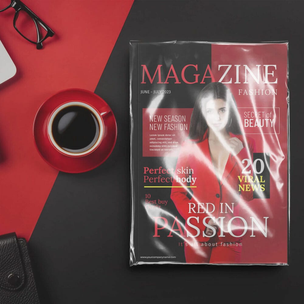 Free Wrapped Magazine Mockup PSD Template