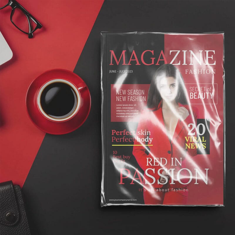 Free Wrapped Magazine Mockup PSD Template