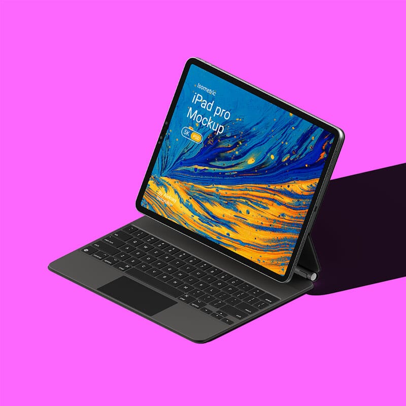 Free iPad Pro Isometric Mockup PSD