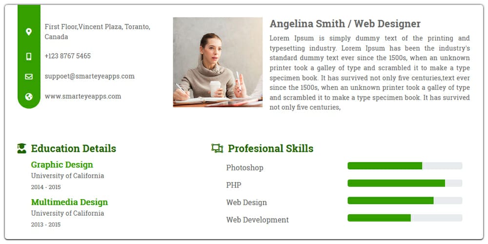 Fresher Resume HTML Web Template