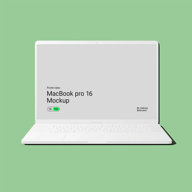 Front View Free Clay Macbook Pro 16 Mockup PSD » CSS Author