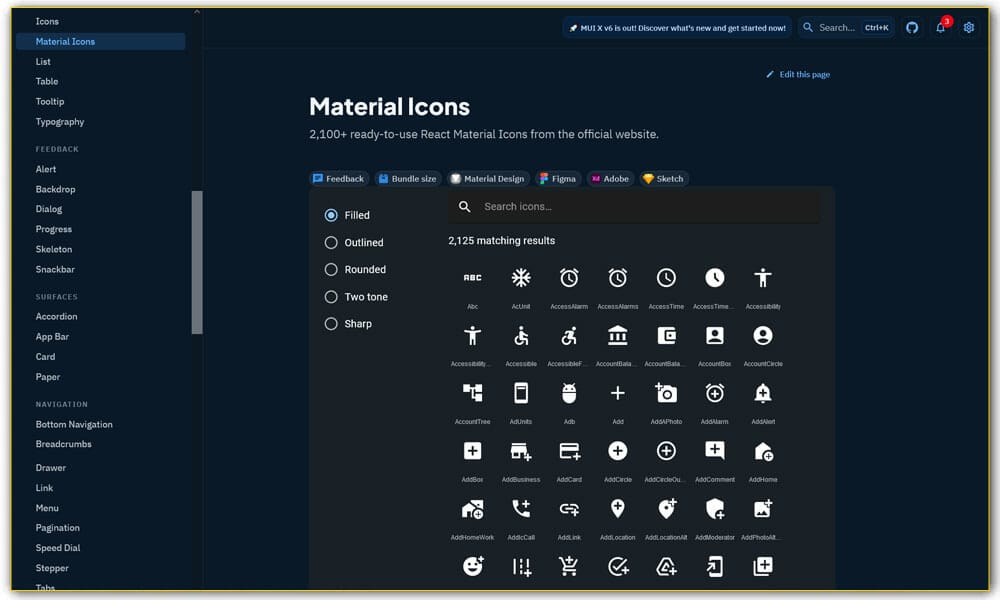 Material UI Icon