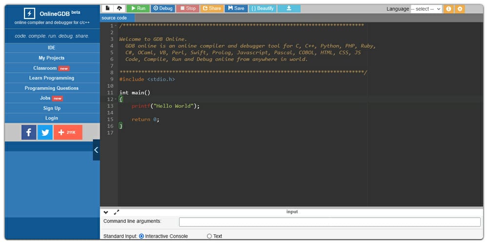 Online GDB web tool - Your Virtual Compiler and Debugger