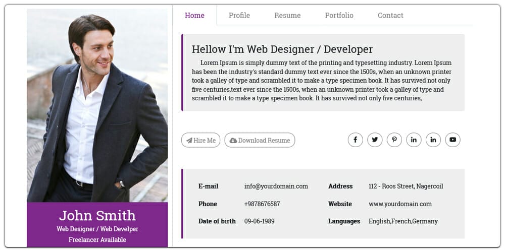 20+ Free HTML Resume Templates 2023