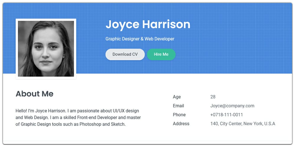 Resume Website Template for Job Seekers