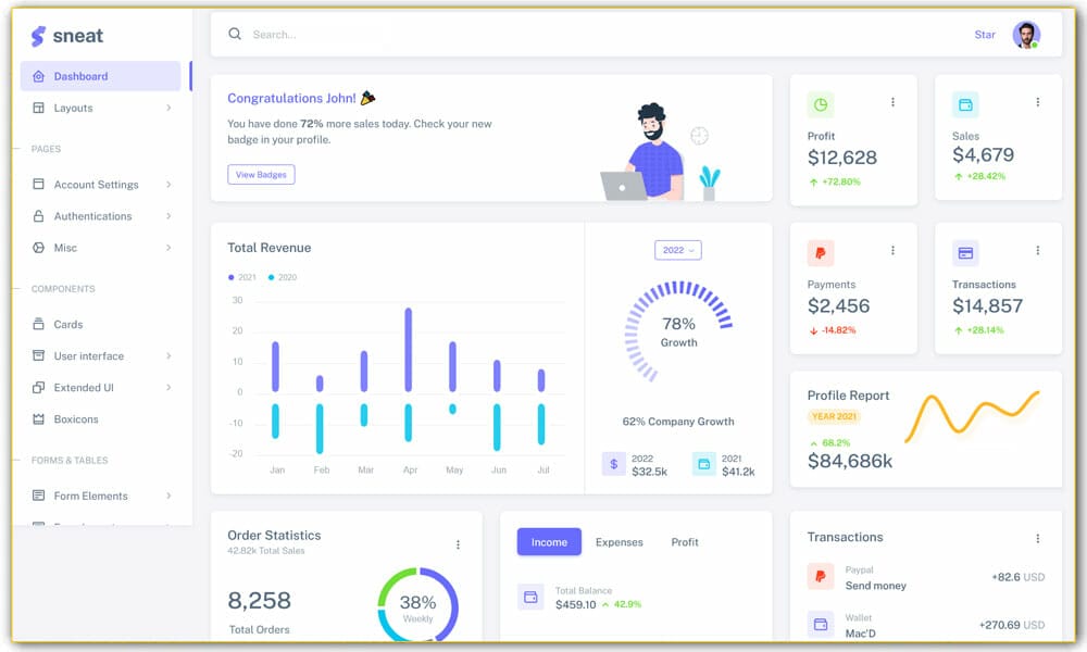 Sneat – Free Bootstrap 5 Laravel Admin Template