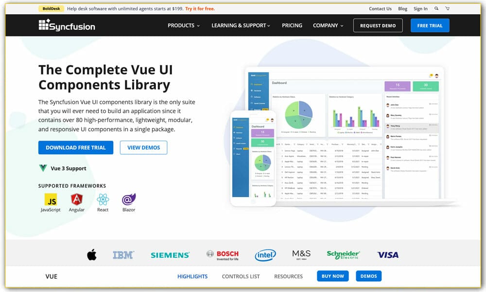 Syncfusion Vue UI Components Library