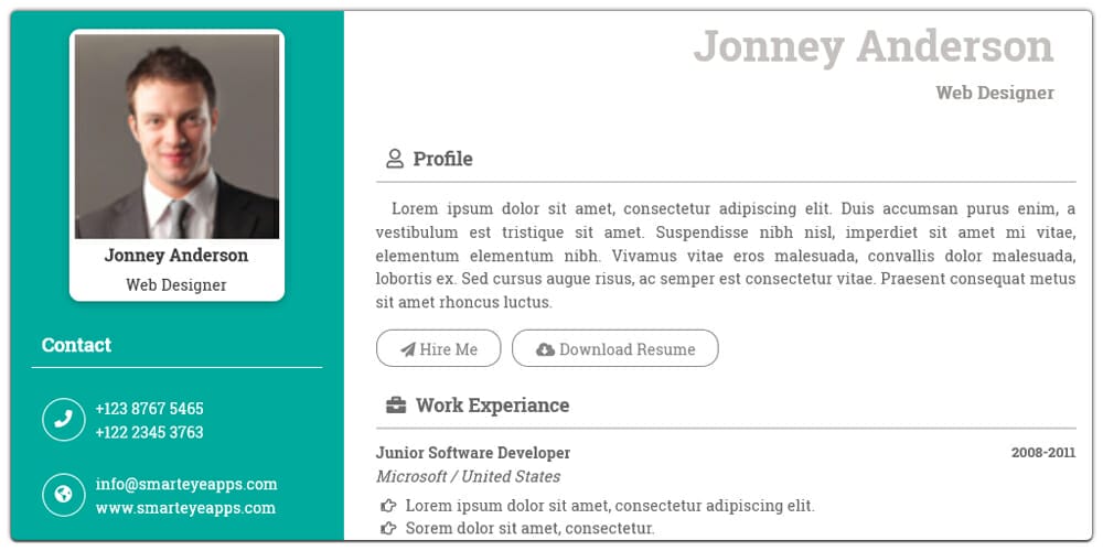 Web Developer Resume HTML Web Template