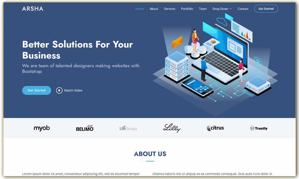 Arsha - Free Corporate Bootstrap HTML Template