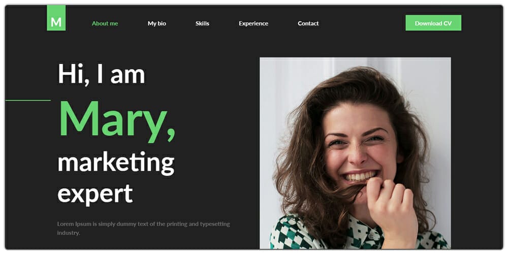 Black and Green Resume HTML Web Template