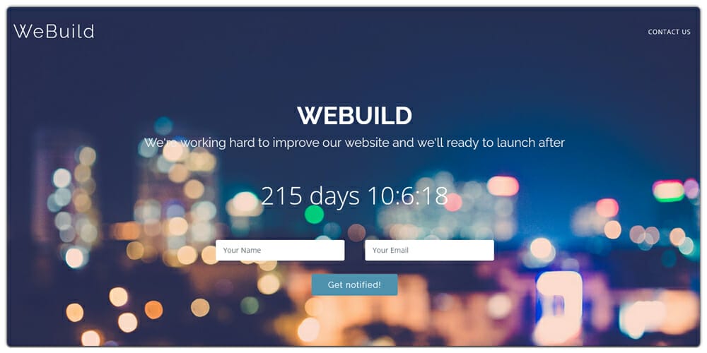 Bootstrap Coming Soon Template with Countdown