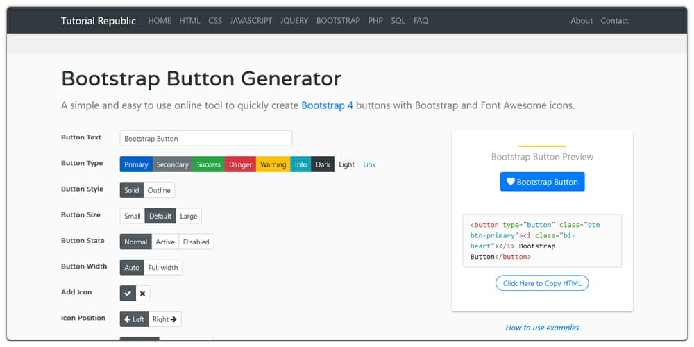 Bootstrap4 Button Generator