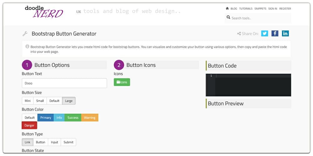 Doodlenerd Bootstrap Button Generator