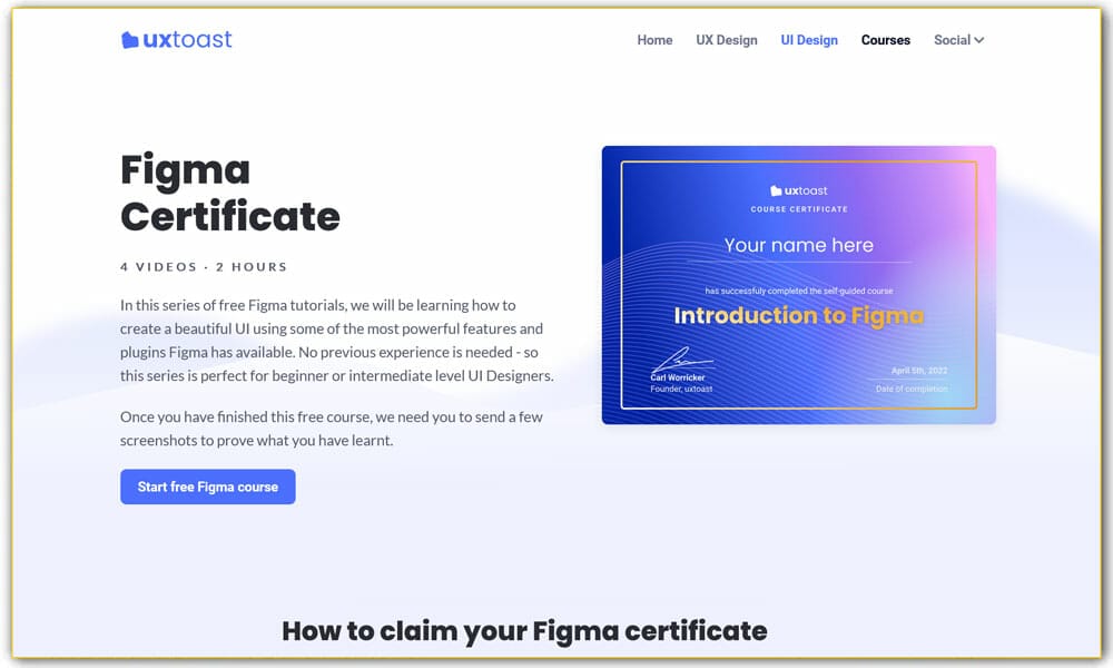 Figma Certificate | UXtoast