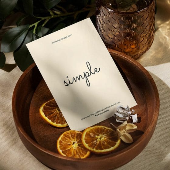 Free A6 Flyer With Dried Oranges Mockup PSD