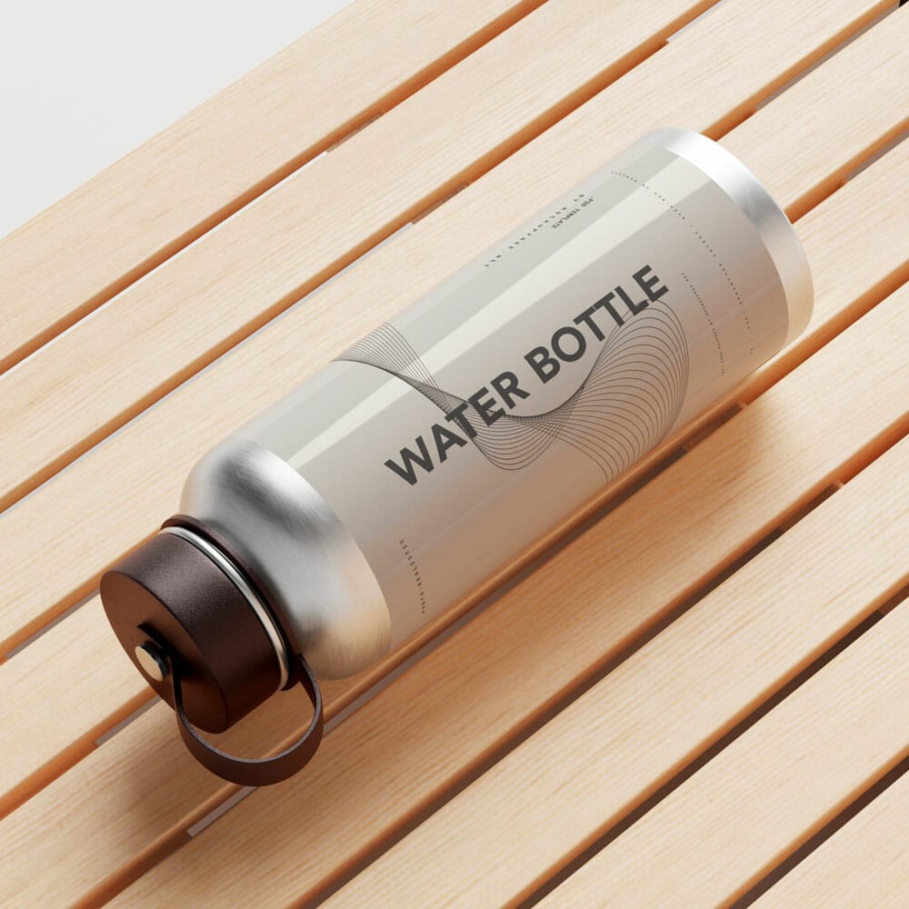 Free Aluminum Water Bottle Mockup PSD