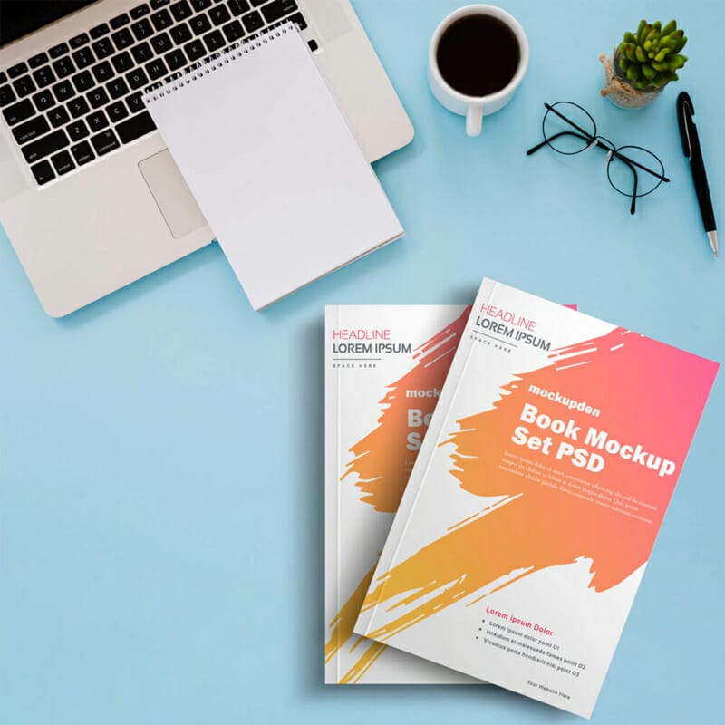 Free Book Mock-Up Set PSD Template