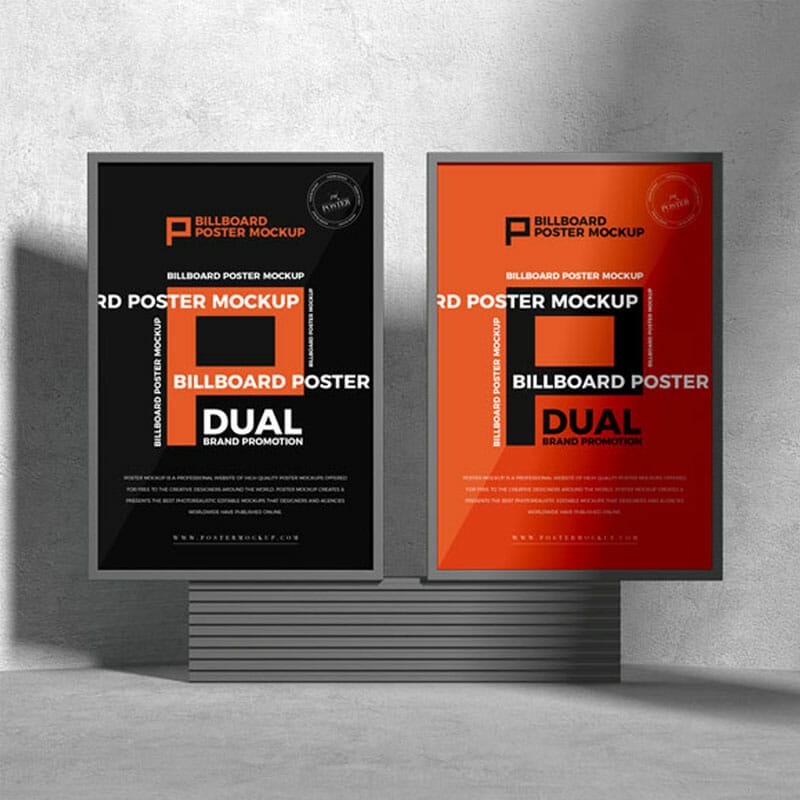 Free Brand Promotion Dual Billboard Poster Mockup PSD