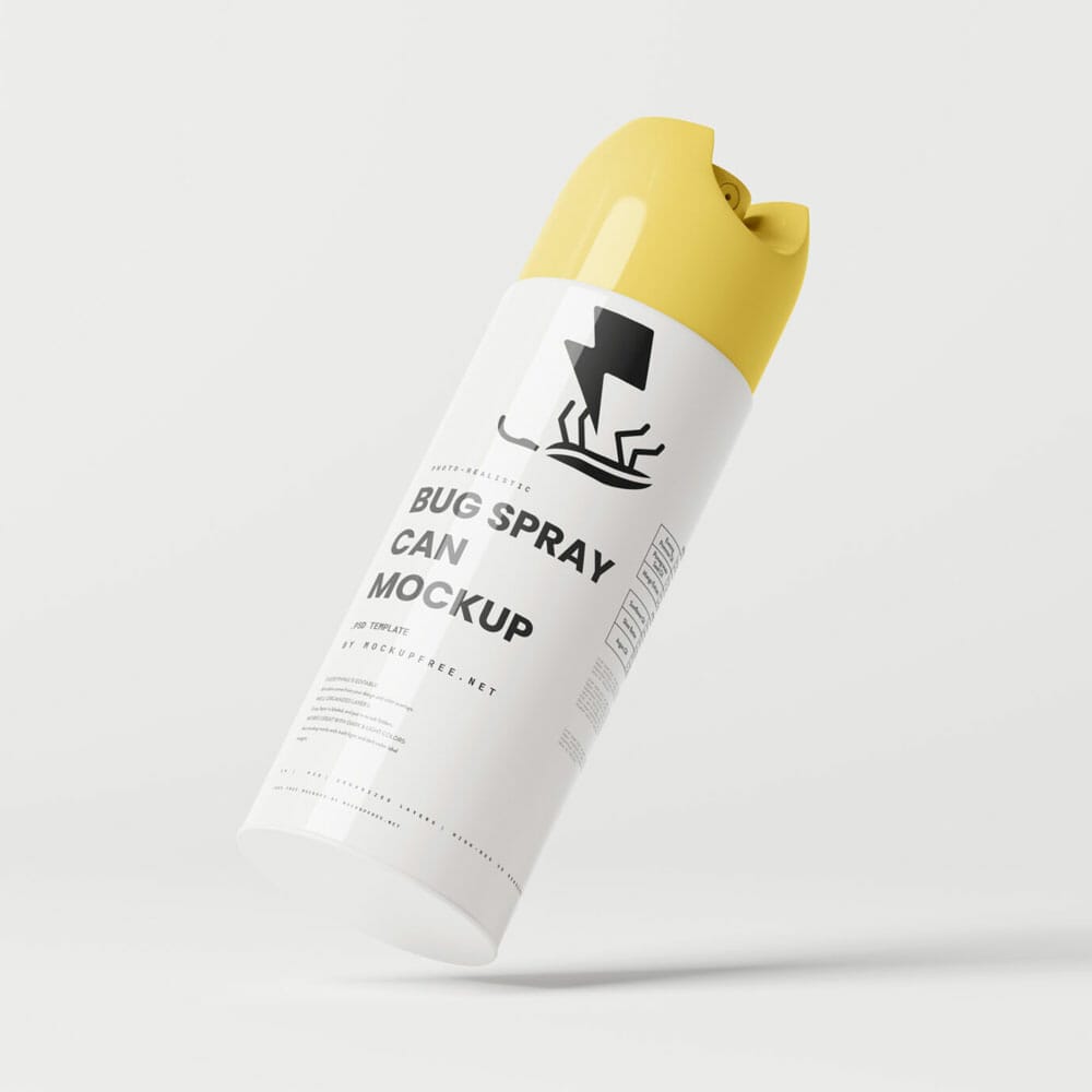 Free Bug Spray Can Mockup PSD