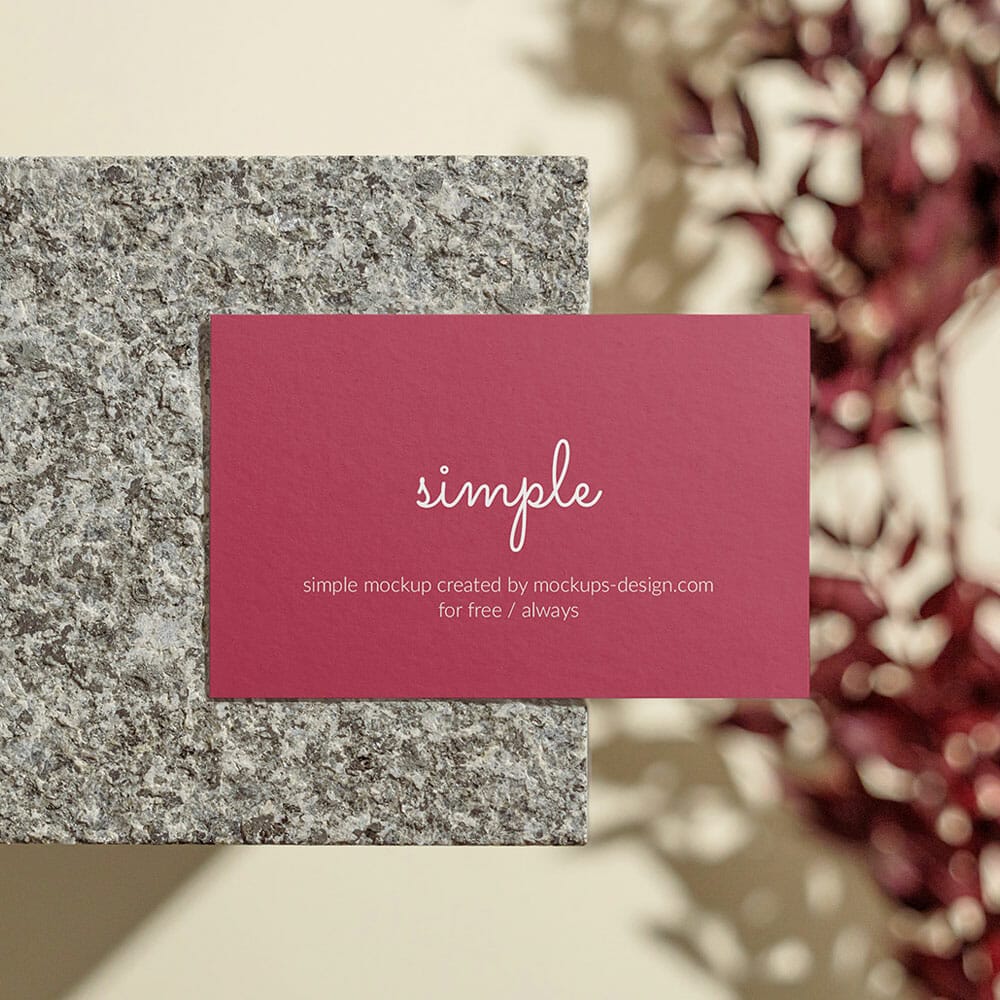 Free Business Card On Stone Mockup PSD