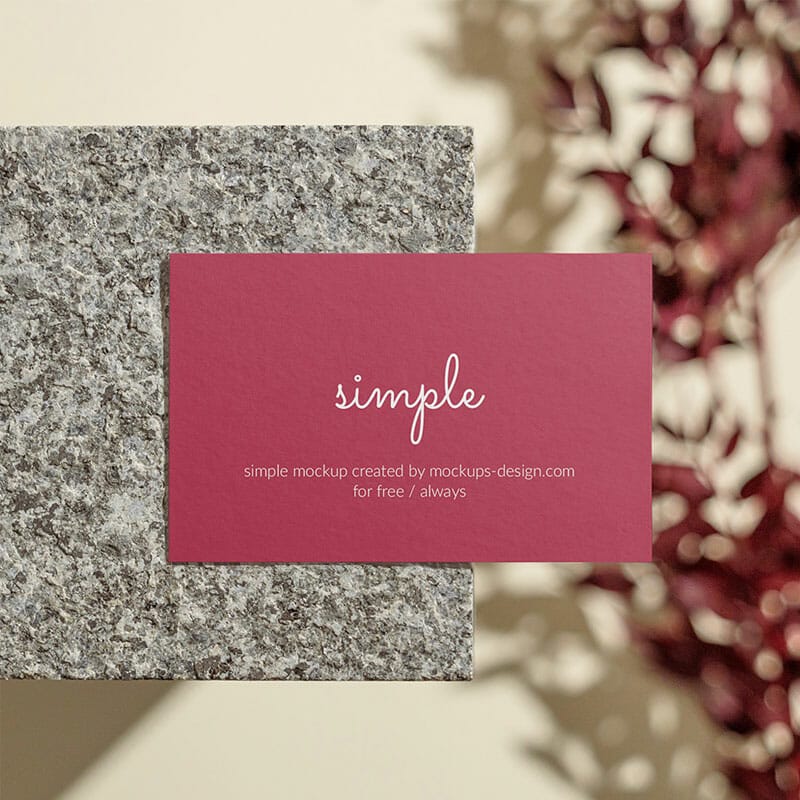 Free Business Card On Stone Mockup PSD
