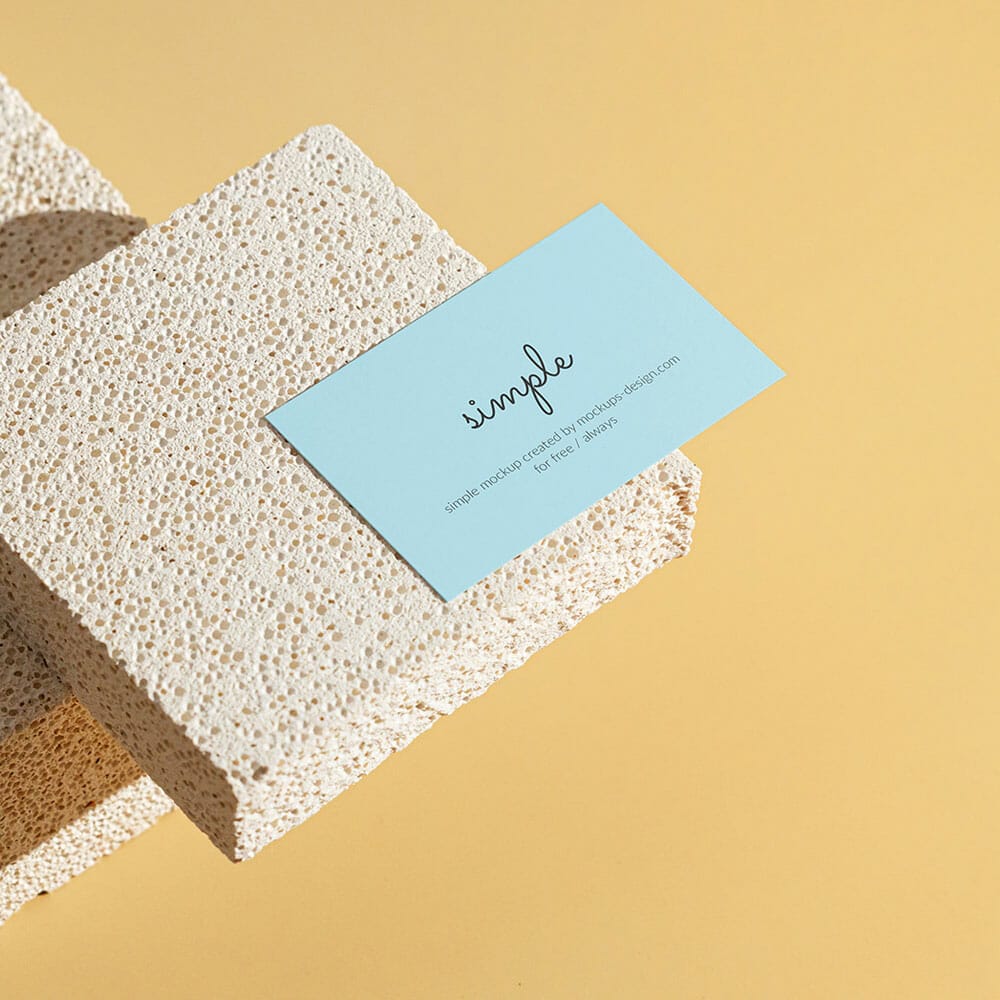 Free Business Card On Stone Tiles Mockup PSD