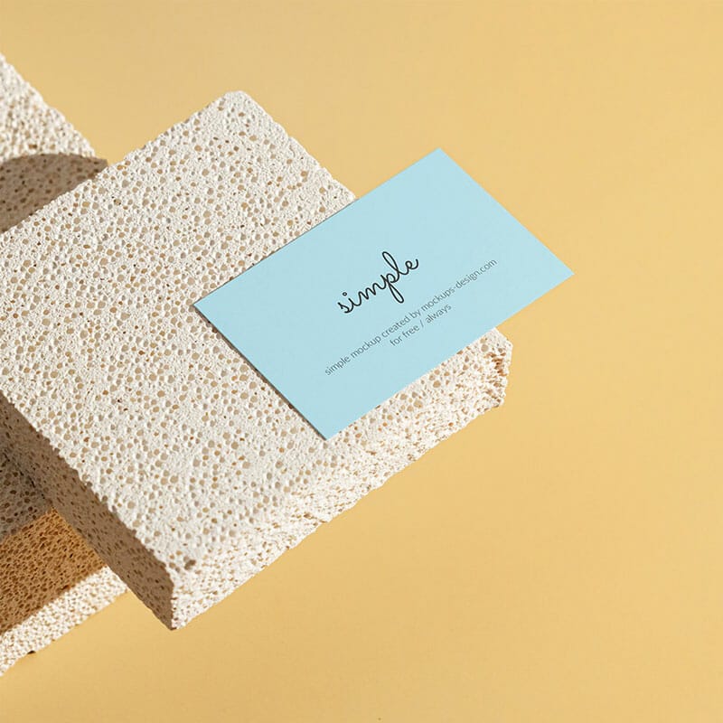Free Business Card On Stone Tiles Mockup PSD