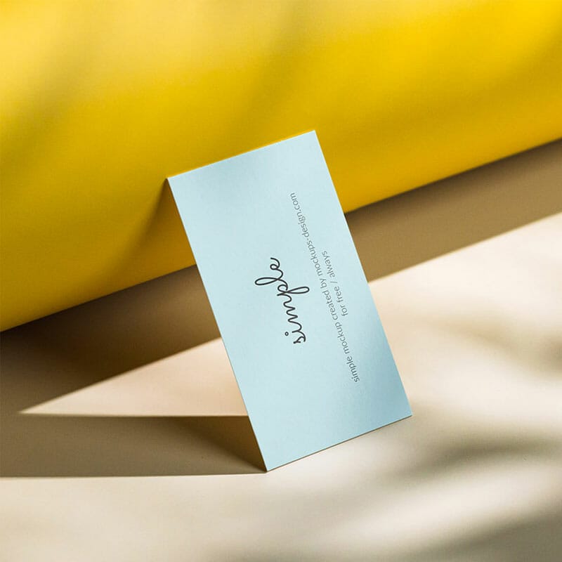 Free Business Card With Yellow Background Mockup PSD