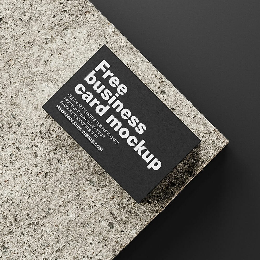 Free Business Cards On A Stone Mockup PSD