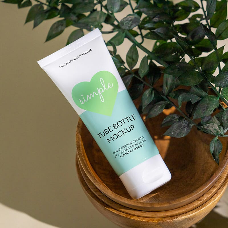 Free Cosmetic Tube In The Bowl Mockup PSD