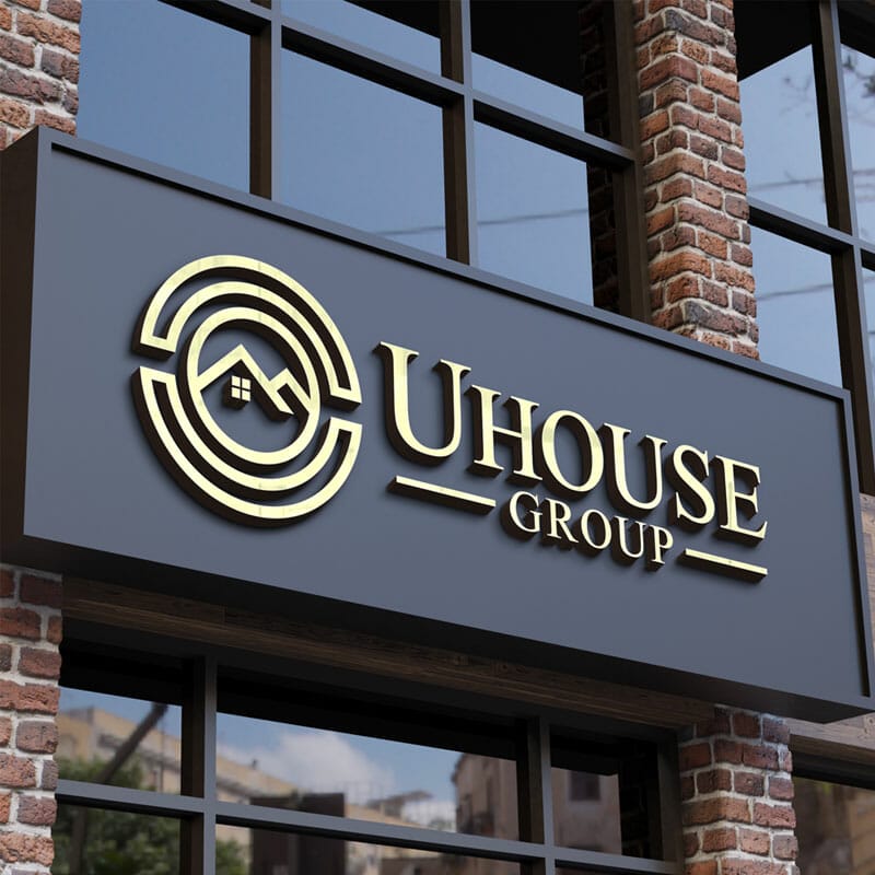 Free Facade Sign 3D Gold Logo Mockup PSD