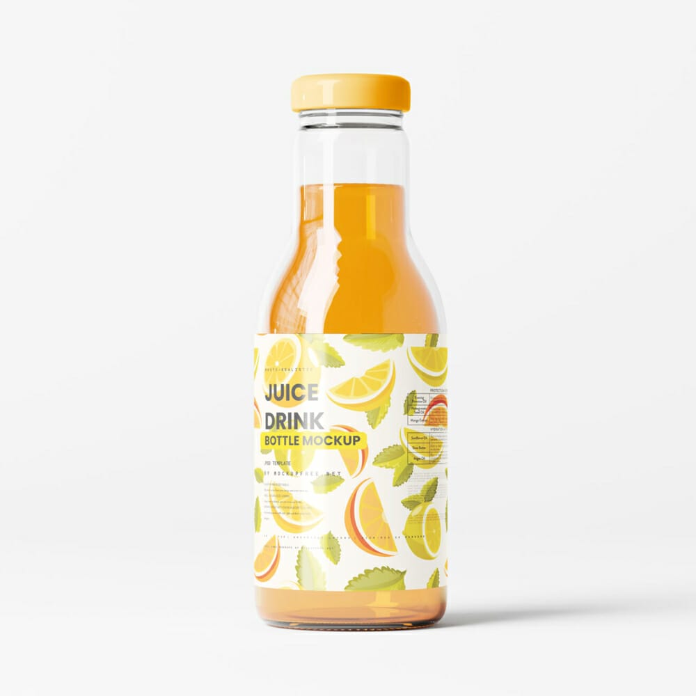 Free Glass Juice Bottle Mockups PSD
