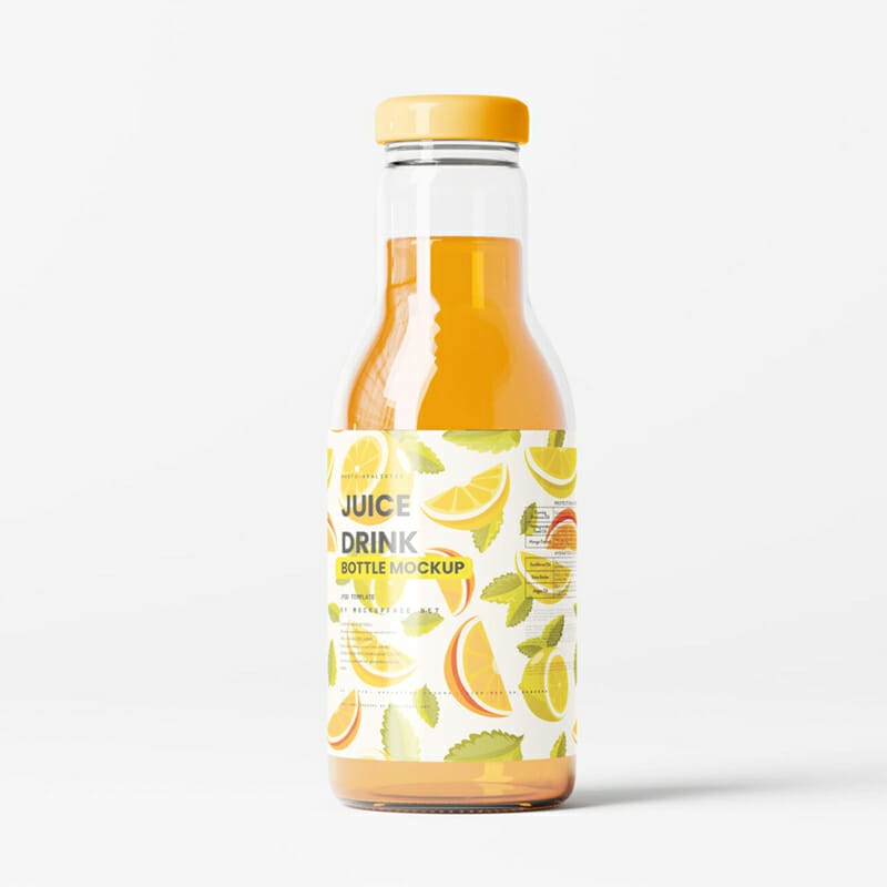 Free Glass Juice Bottle Mockups PSD