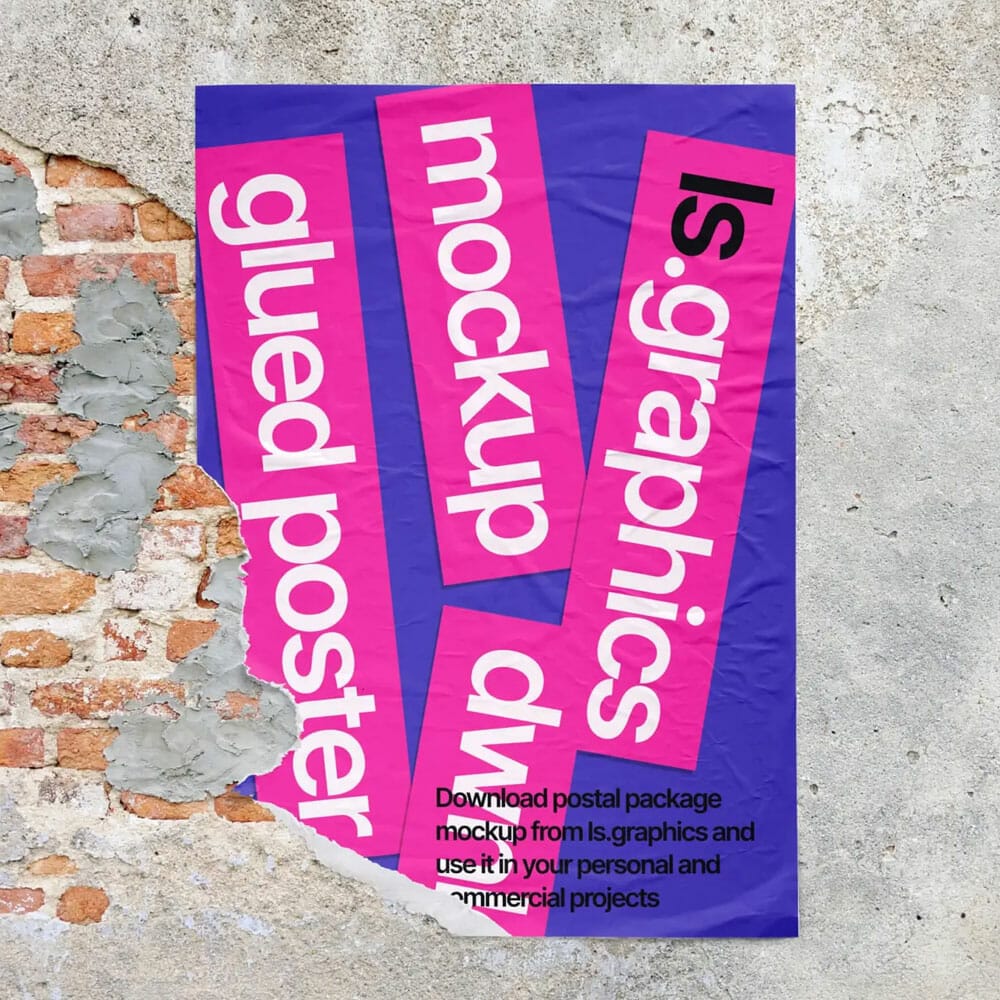 Free Glued Paper Mockup PSD