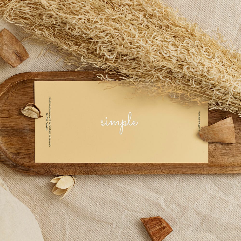 Free Horizontal DL Flyer On Wooden Tray Mockup PSD