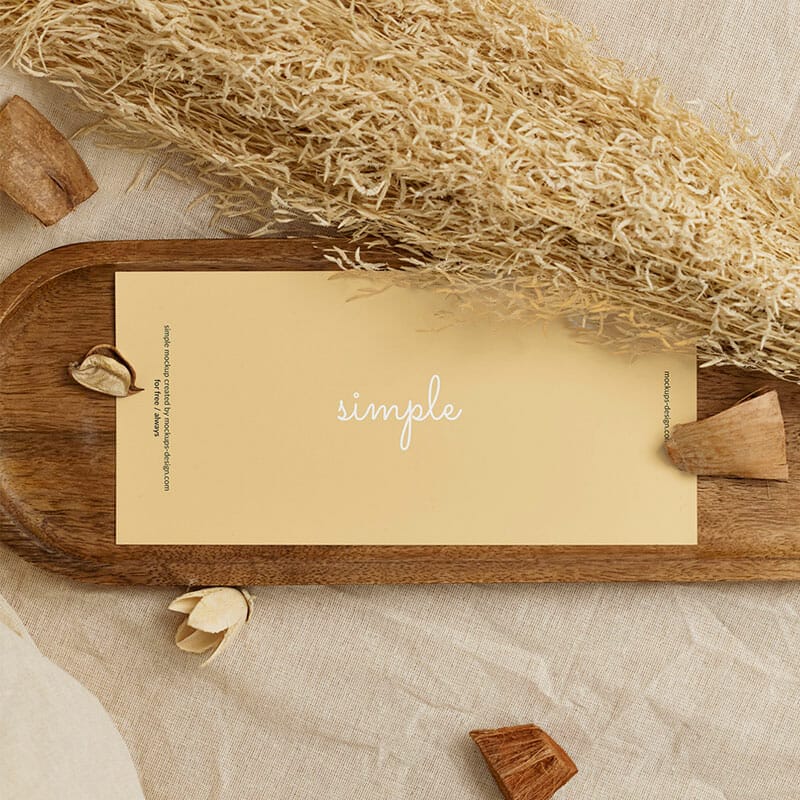 Free Horizontal DL Flyer On Wooden Tray Mockup PSD