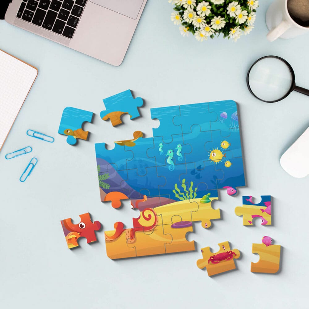 Free Jigsaw Puzzle Mockup Set PSD Template