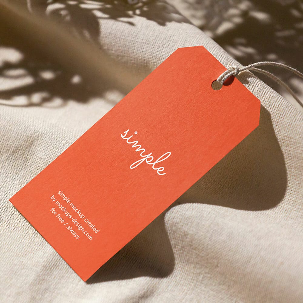 Free Label Tag On Linen Material Mockup PSD