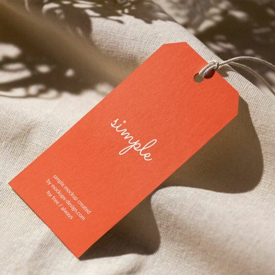 Free Label Tag On Linen Material Mockup PSD