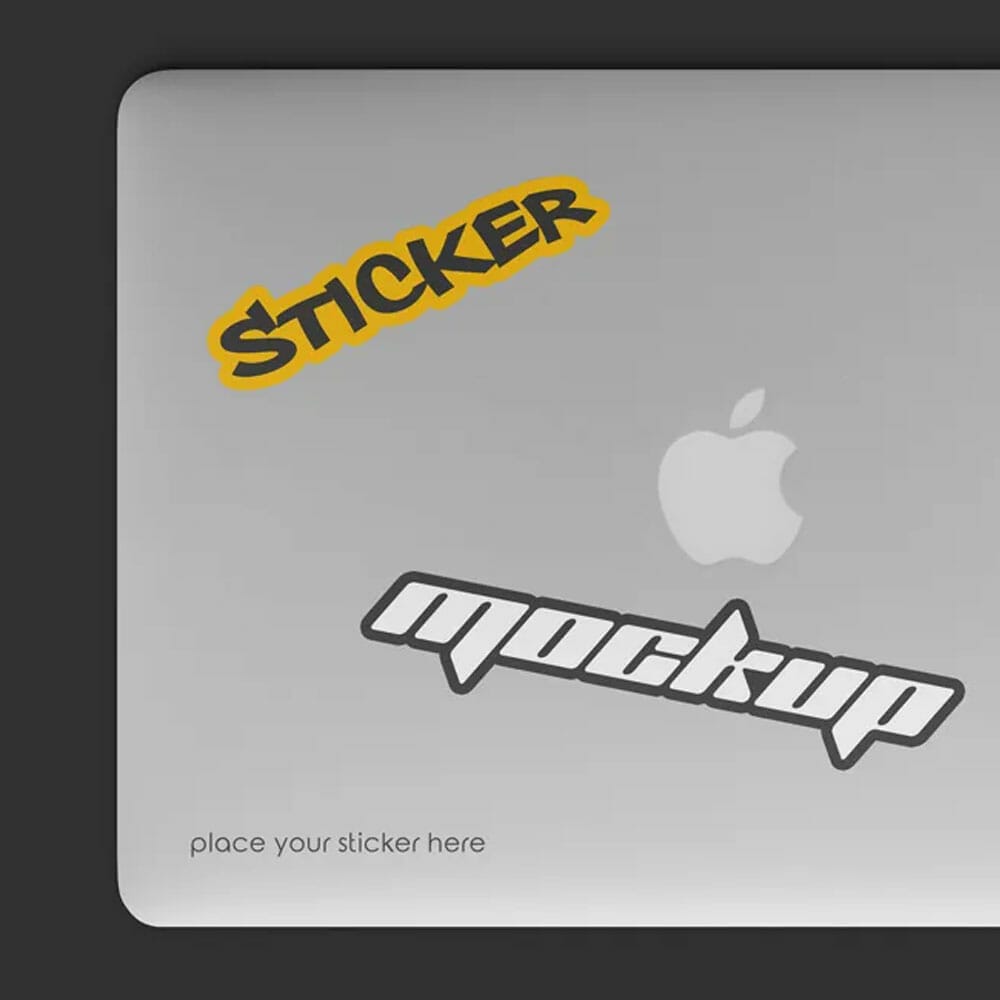 Free Laptop Sticker Mockup PSD