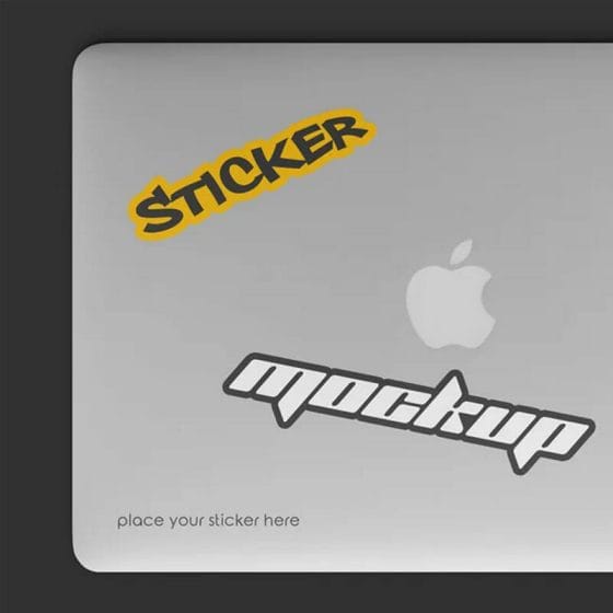 Free Laptop Sticker Mockup PSD