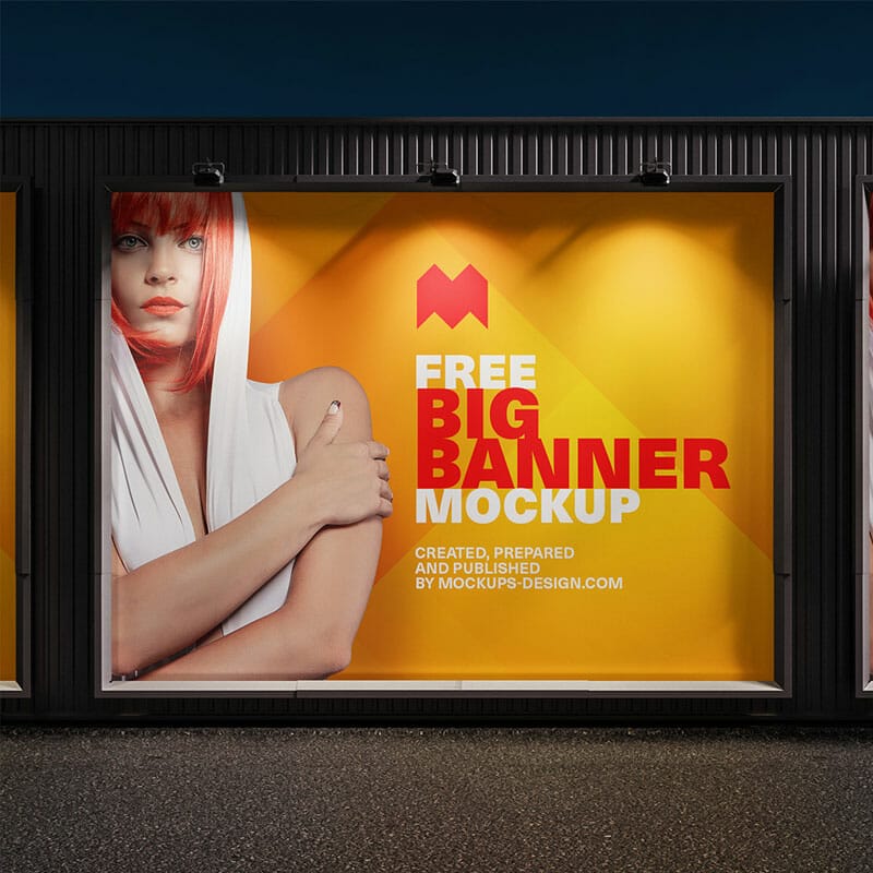 Free Large Format Banner Mockup PSD