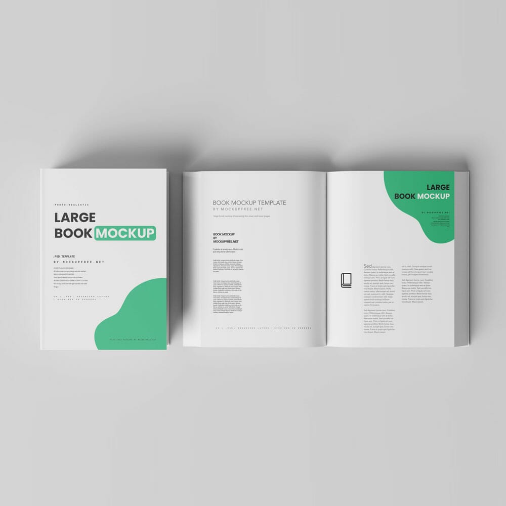 Free Large Size Book Cover And Inner Page Mockups PSD