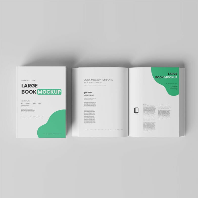 Free Large Size Book Cover And Inner Page Mockups PSD