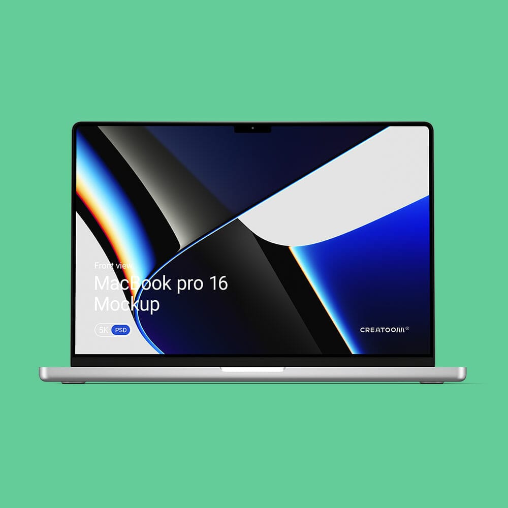 Free MacBook Pro 16 Mockup Front View PSD