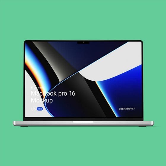 Free MacBook Pro 16 Mockup Front View PSD