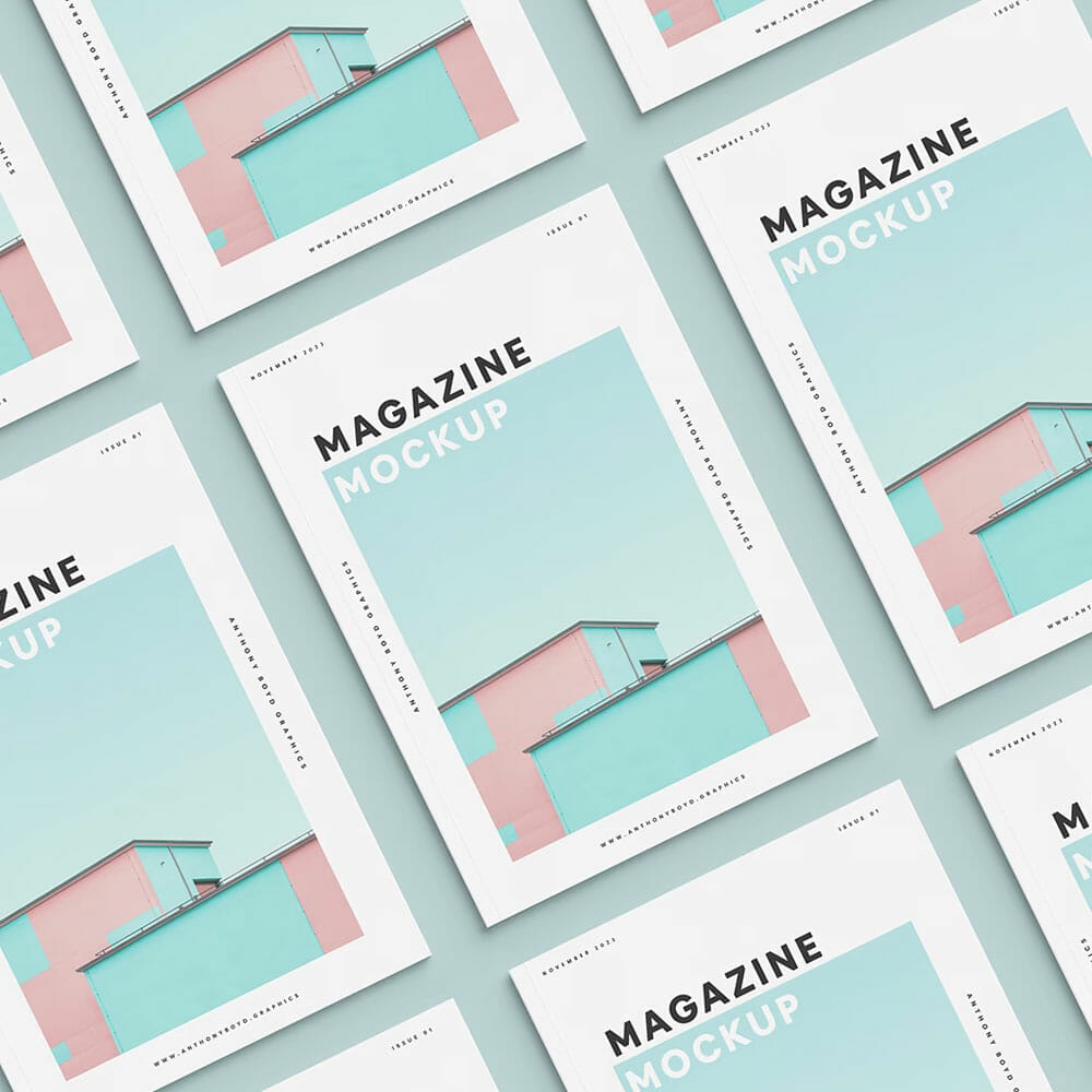 Free Magazine Cover Grid Mockup PSD