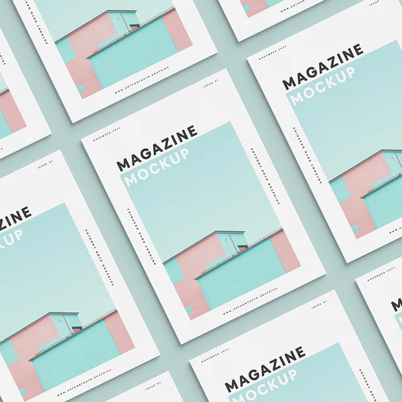Free Magazine Cover Grid Mockup PSD