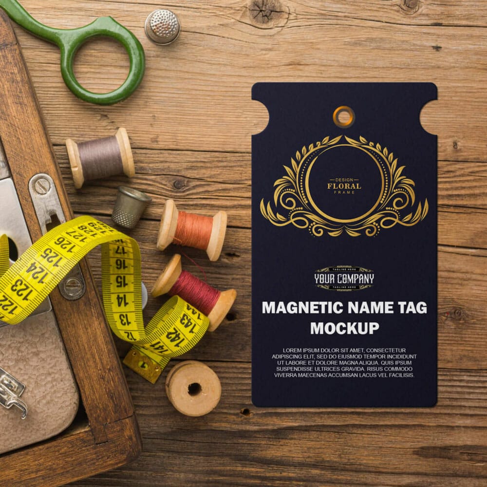 Free Magnetic Name Tag Mockup PSD Template