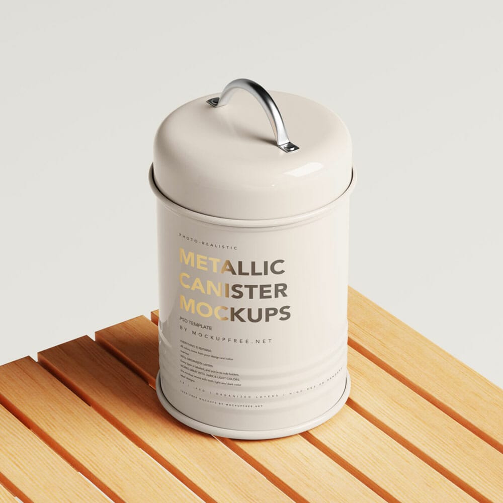 Free Metallic Canister Mockups PSD